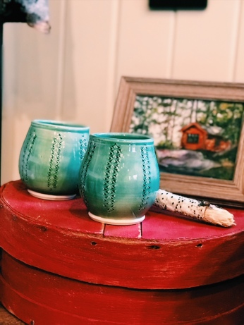 Pottery and prints.